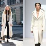 Белое пальто с накладными карманами