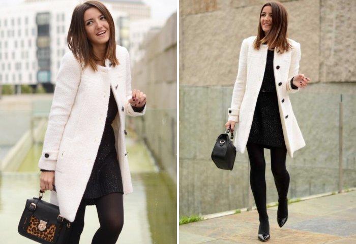 Белое пальто с платьем