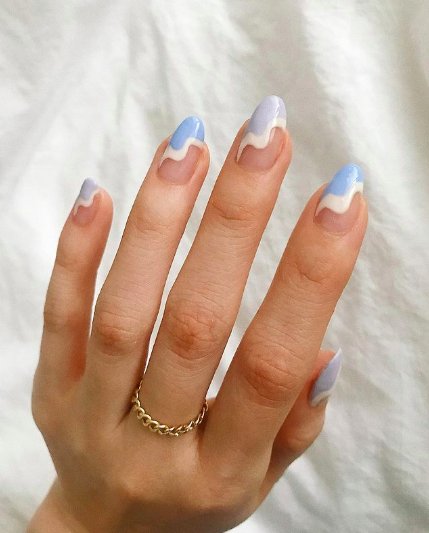 френч на миндалевидных ногтях фото 4