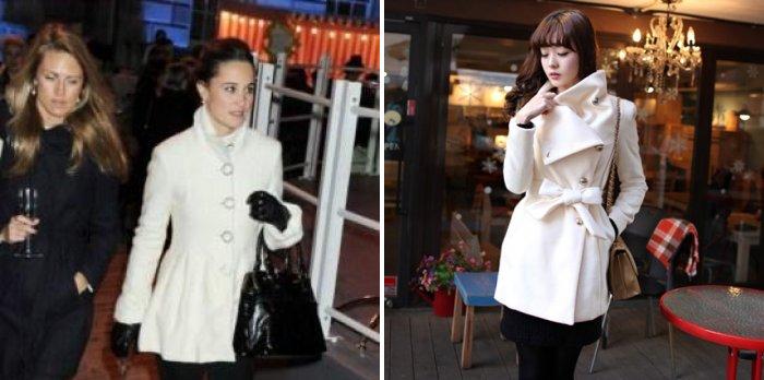 Короткое белое пальто