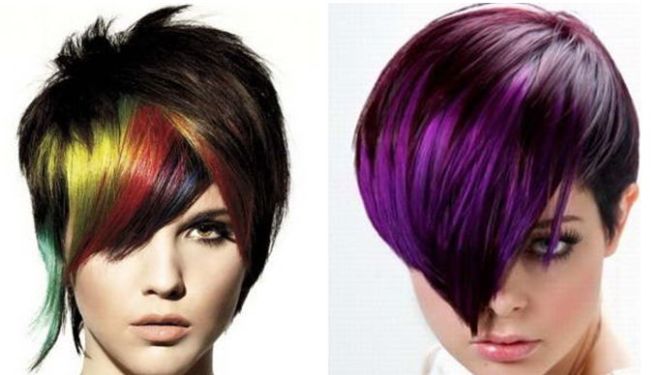 ложное окрашивание волос фото на короткие волосы