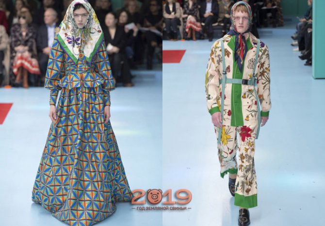 Платки в образах Gucci осень-зима 2018-2019