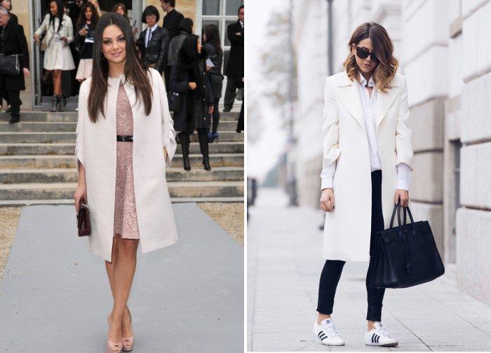 Широкое белое пальто