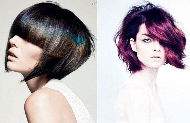 сложное окрашивание на темные волосы средней длины