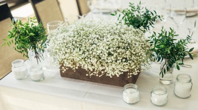 Свадебный аксессуар с гипсофилой