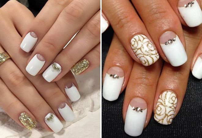 свадебный маникюр 2021 с золотом
