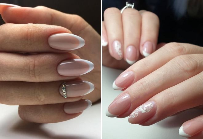 свадебный маникюр френч миндалевидной формы